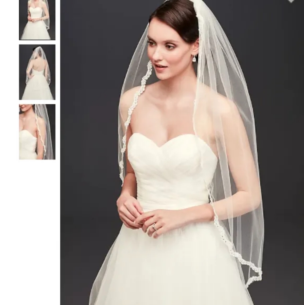 NEW Fingertip rhinestone trim veil